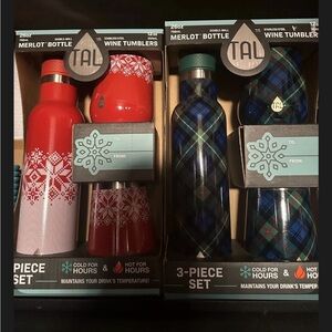 TAL Red and Plaid Wine Tumbler Set